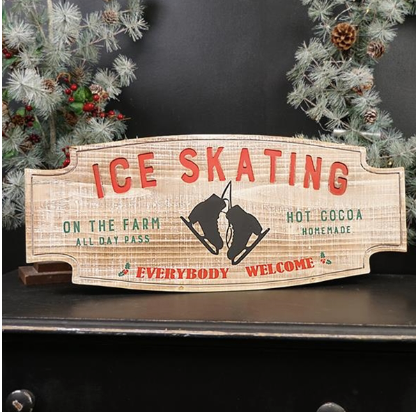 Wooden Ice Skating Sign