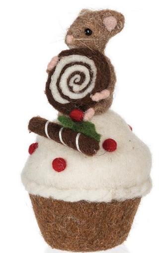Mouse with Christmas Cupcake