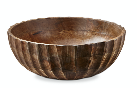 FLUTED WOOD BOWL LARGE