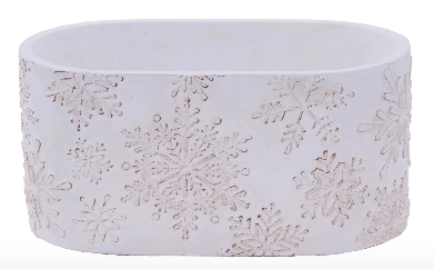 9"L X 4.25"H WHITE WASH CEMENT SNOWFLAKE PLANTER