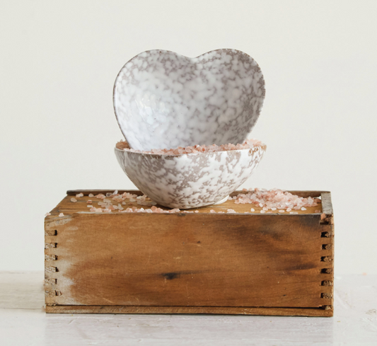 4"L x 3"W Stoneware Heart Dish
