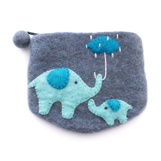 Felt Mama and Baby Elephant Purse