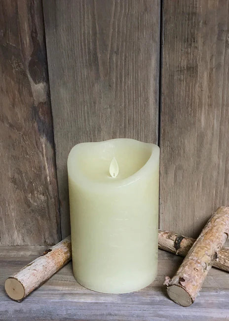 Ivory Rustic Finish Moving Flame LED Candle