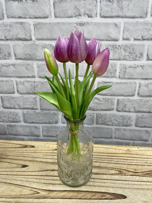 10" Fresh Touch Mini Wild Lavender White Tulip