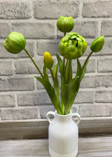 18" Fresh Touch Green Peony Tulip