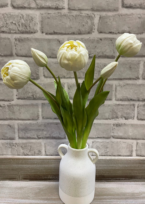 18" Fresh Touch White Peony Tulip