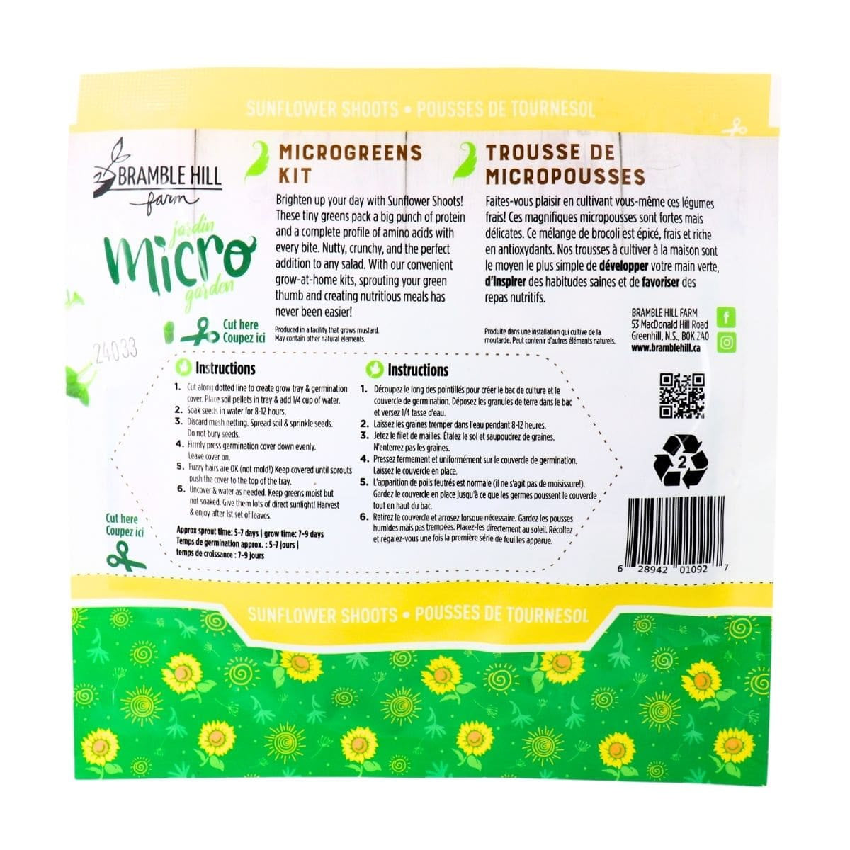 Sunflower Shoots - Bramble Hill Farm Micro Garden Microgreen Kit