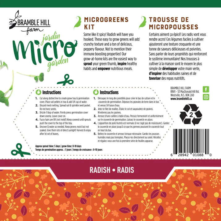 Radish - Bramble Hill Farm Micro Garden Microgreen Kit