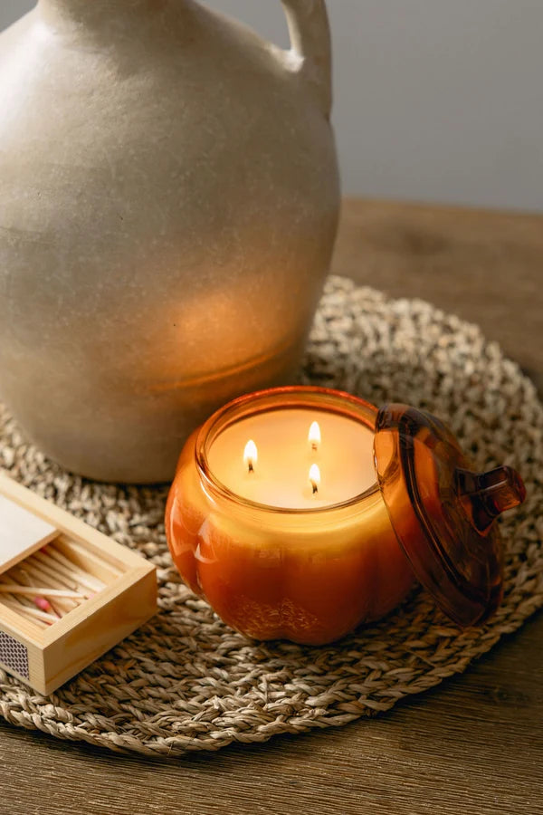 Glass Pumpkin Candle
