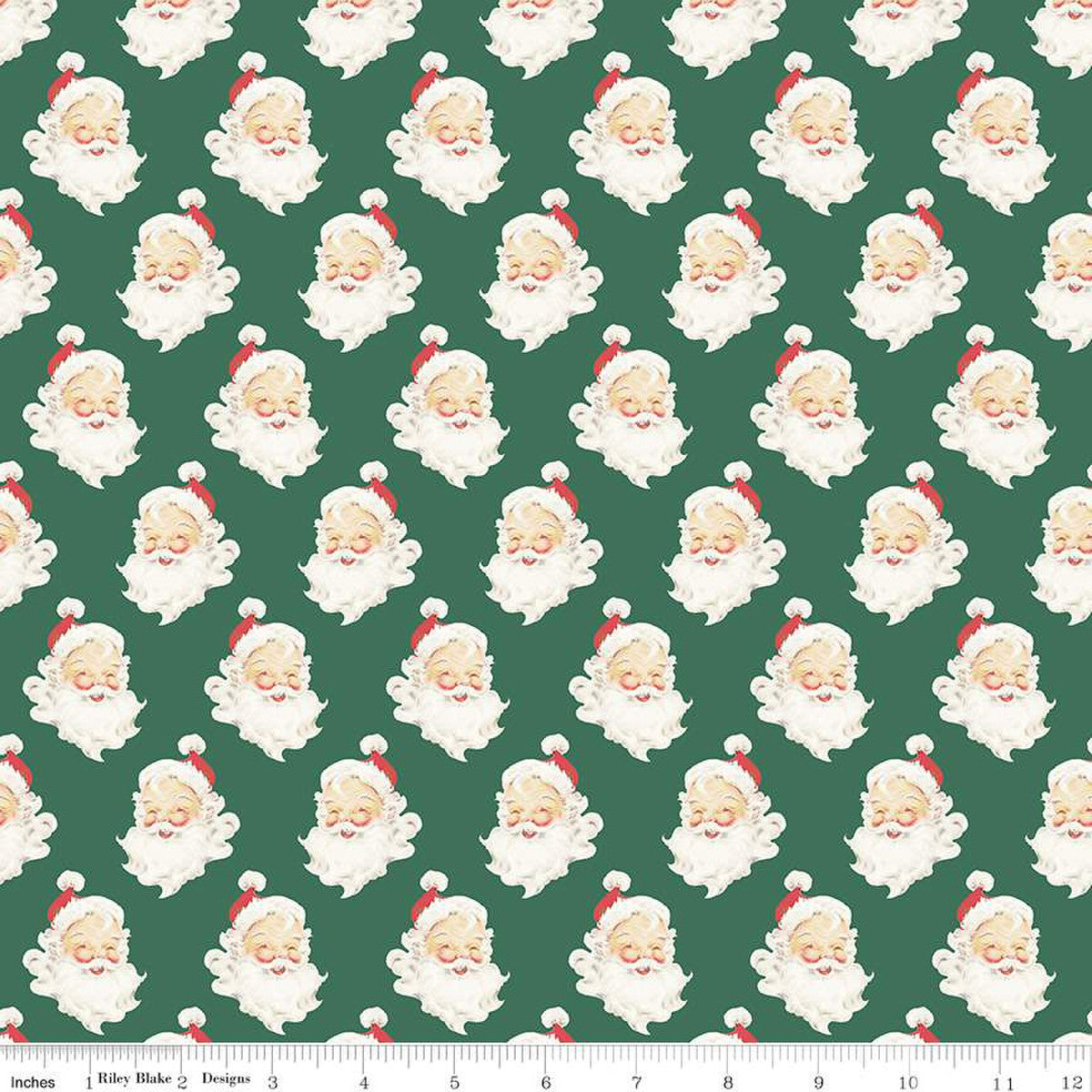 Merry Little Christmas - Santa Heads - Green