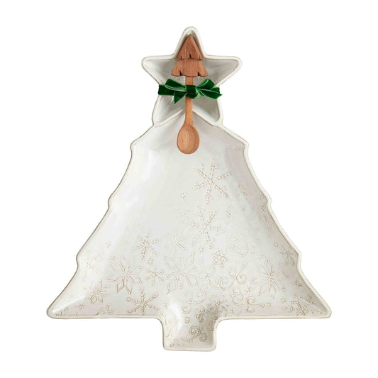 White Christmas Chip Dip Dish