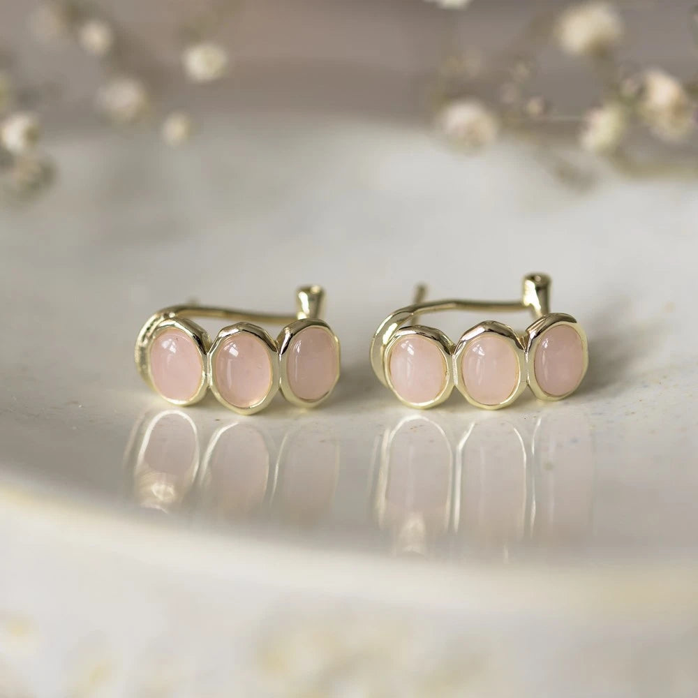 Essence Hoop Earrings - Rose Quartz