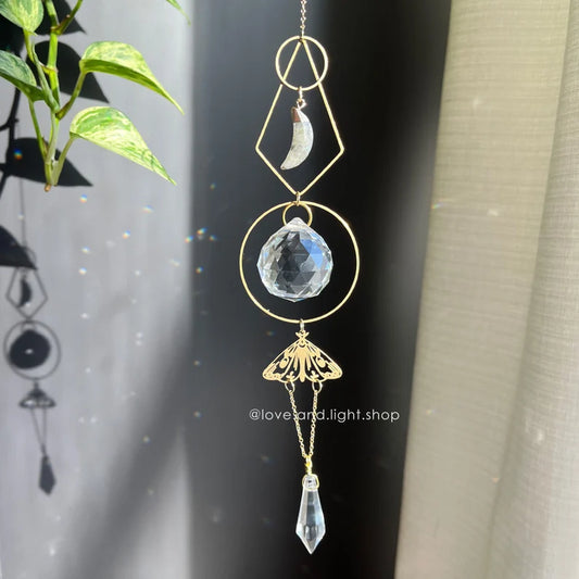 Labradorite Moon & Moth Suncatcher