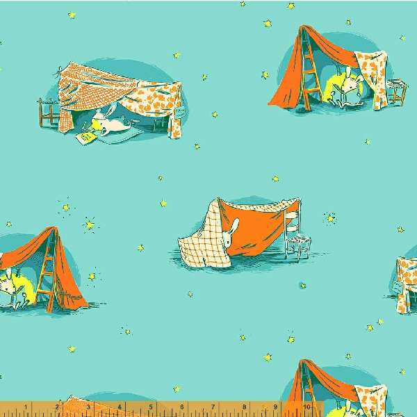 Windham Fabrics - Lucky Rabbit - Quilt Tent Turquoise