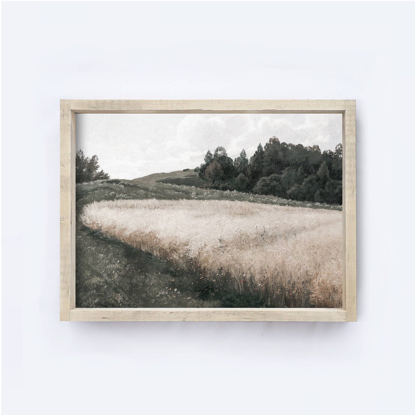Framed Landscape Wall Art Aged Farmhouse / 12x9"