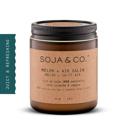 Soy Wax Candle | Melon + Salty Air: 8oz - Cotton Wick