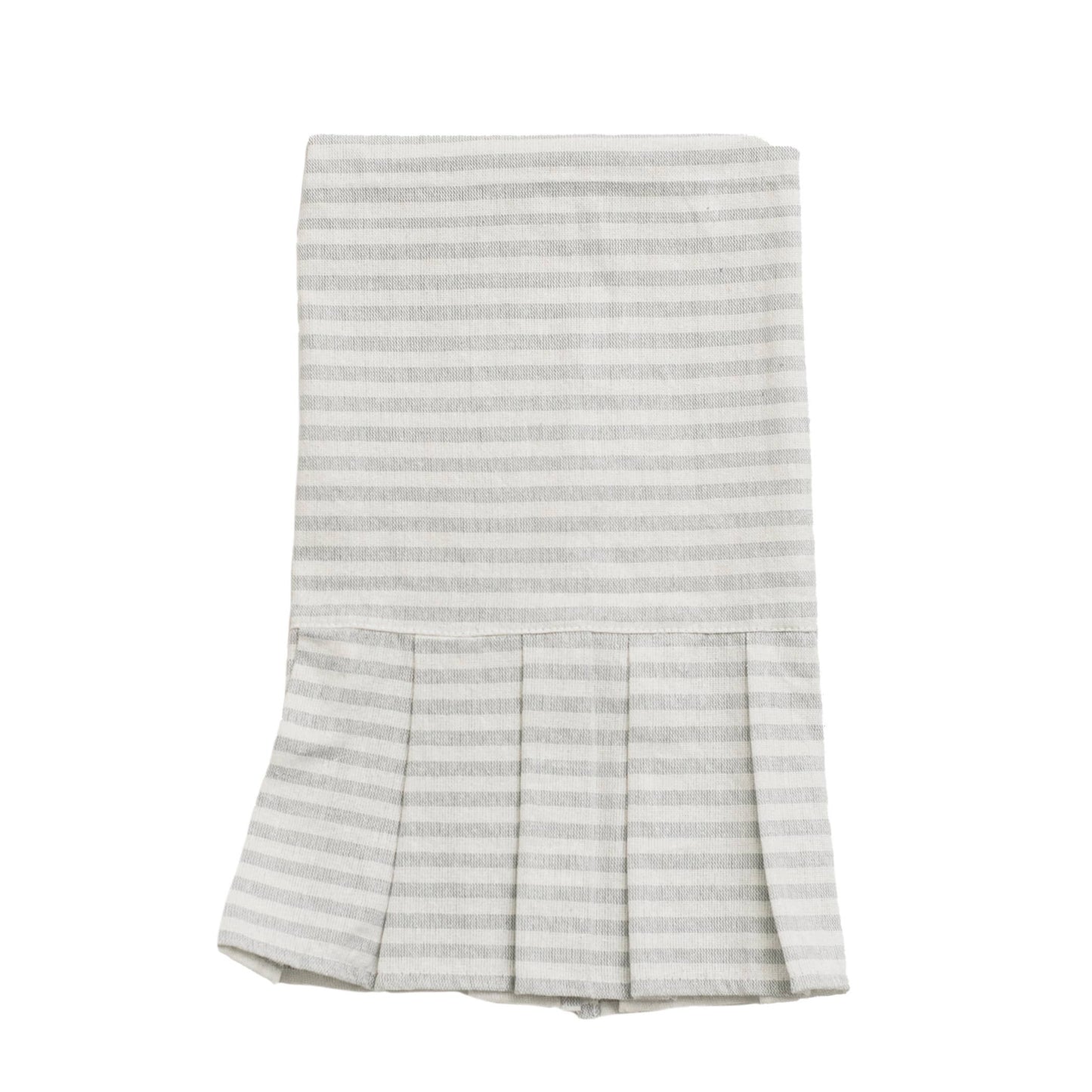 Striped Tea Towel with Ruffle, Grey - Home Decor & Gifts