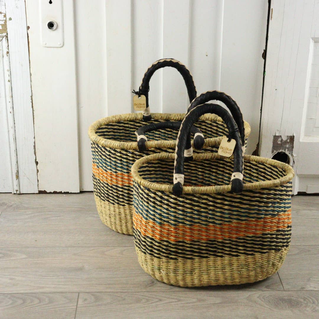 Oval Basket with Two Handles Medium - Traditional Palette