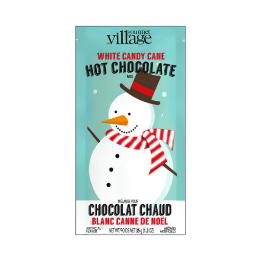Snowman White Candy Cane Hot Chocolate Pouch
