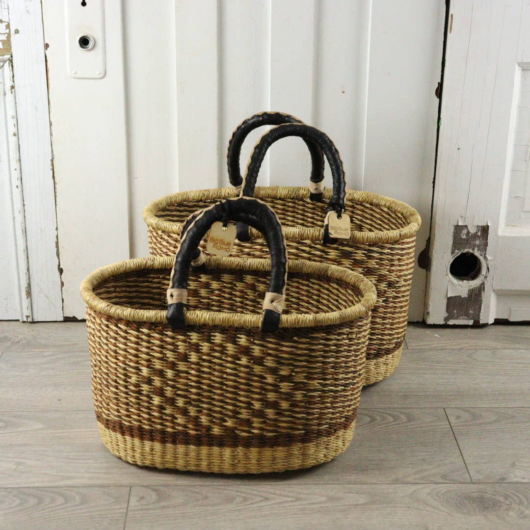 Oval Basket with Two Handles Medium - Traditional Palette
