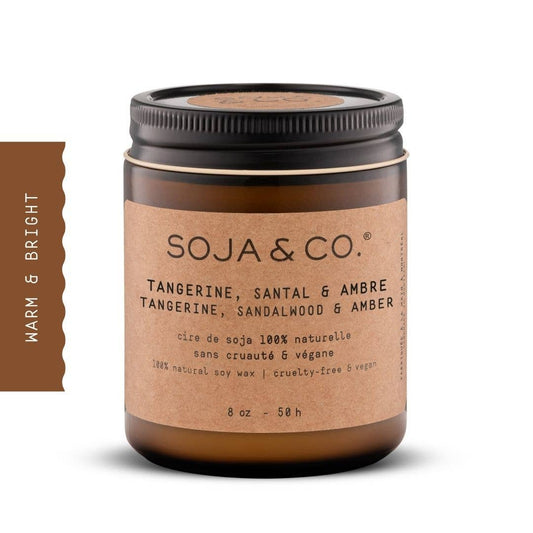 Soy Wax Candle | Tangerine, Sandalwood & Amber: 8oz - Cotton Wick