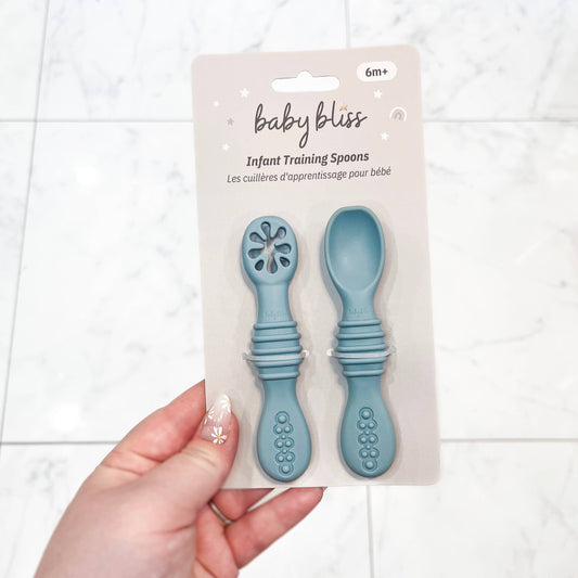Infant Training Spoons for Self Feeding: Dusty Teal