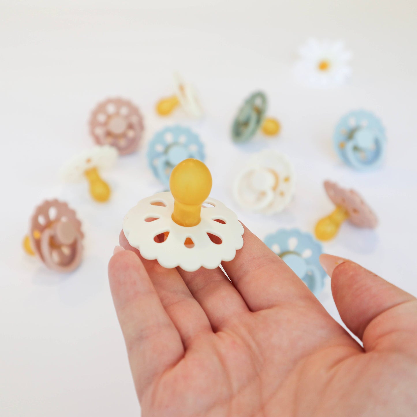 Natural Latex Pacifiers - Size 2 (6-18M): Sage & Dusty Blue
