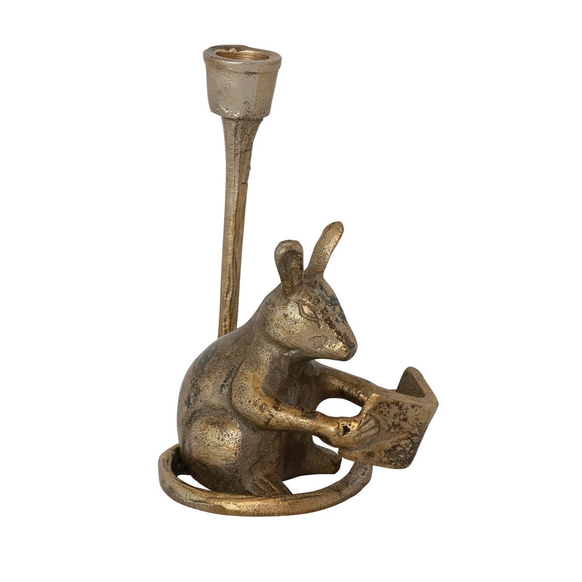 Cast Aluminum Taper Holder- Mouse Shaped