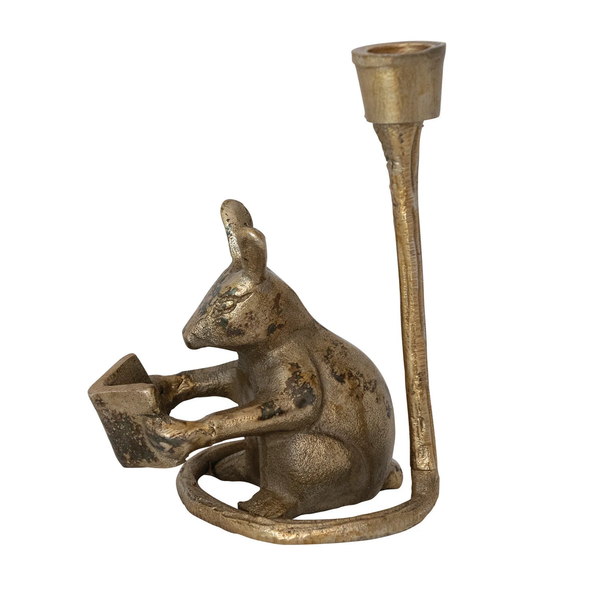 Cast Aluminum Taper Holder- Mouse Shaped
