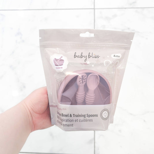 Suction Bowl & Training Spoon: Dusty Pink