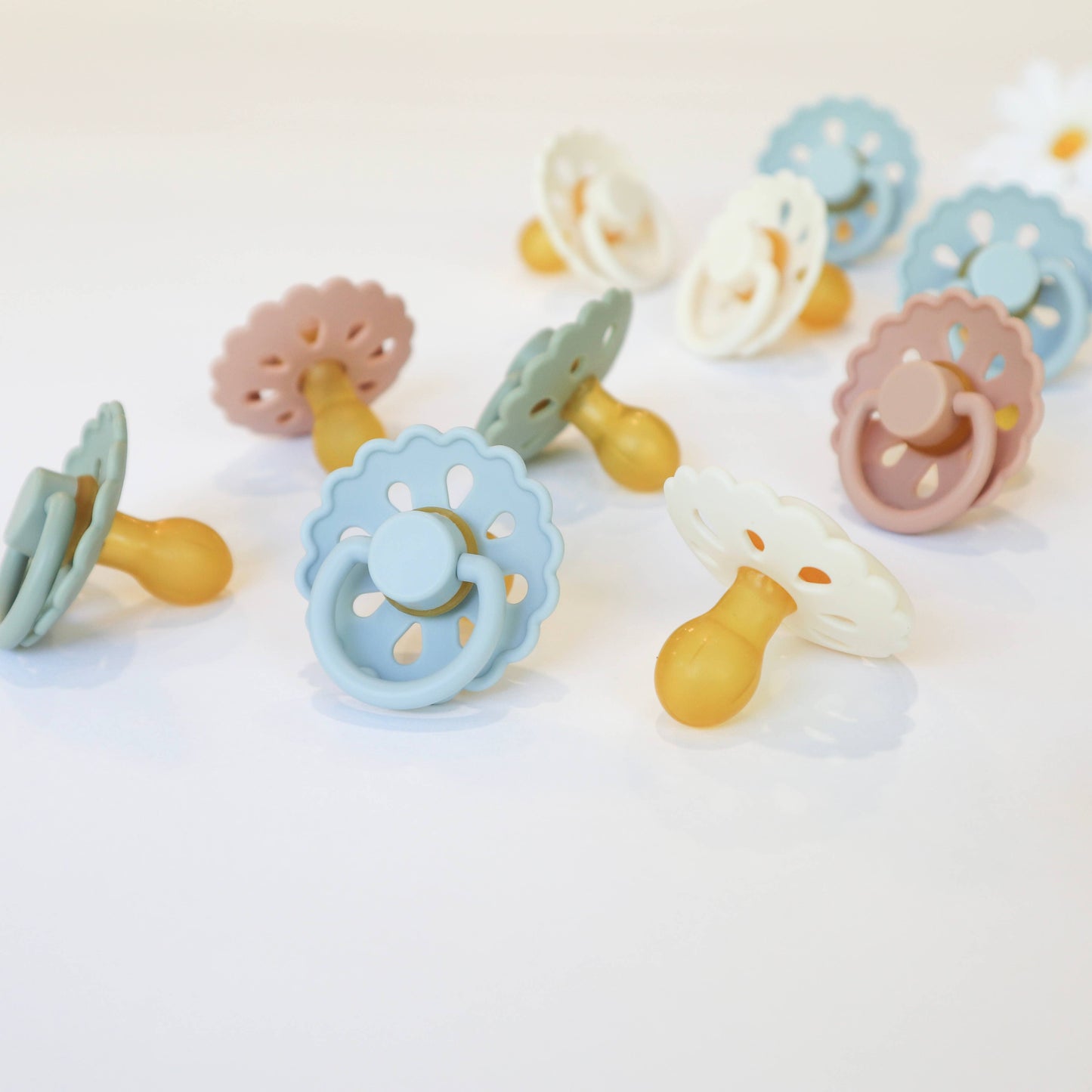Natural Latex Pacifiers - Size 2 (6-18M): Sage & Dusty Blue