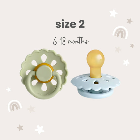 Natural Latex Pacifiers - Size 2 (6-18M): Sage & Dusty Blue
