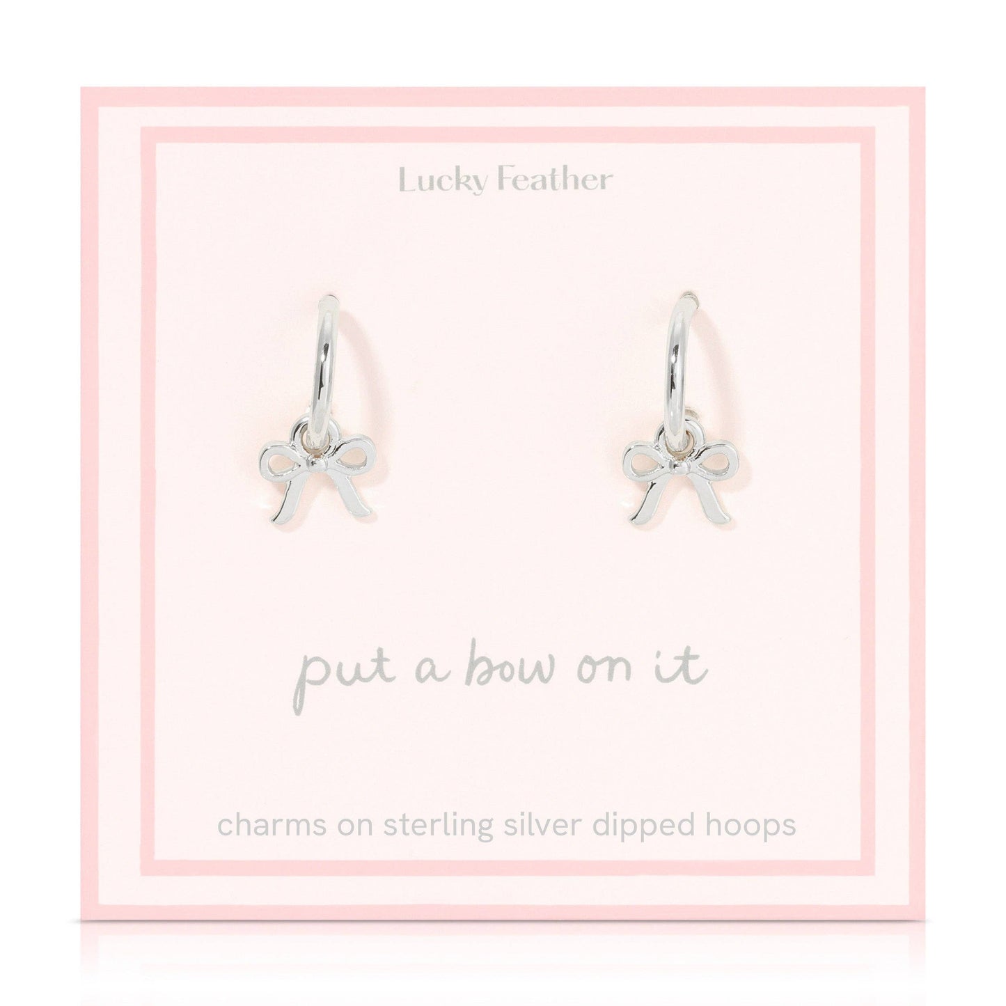 Beautiful Bows - Bow Charm Hoop Earrings - Silver