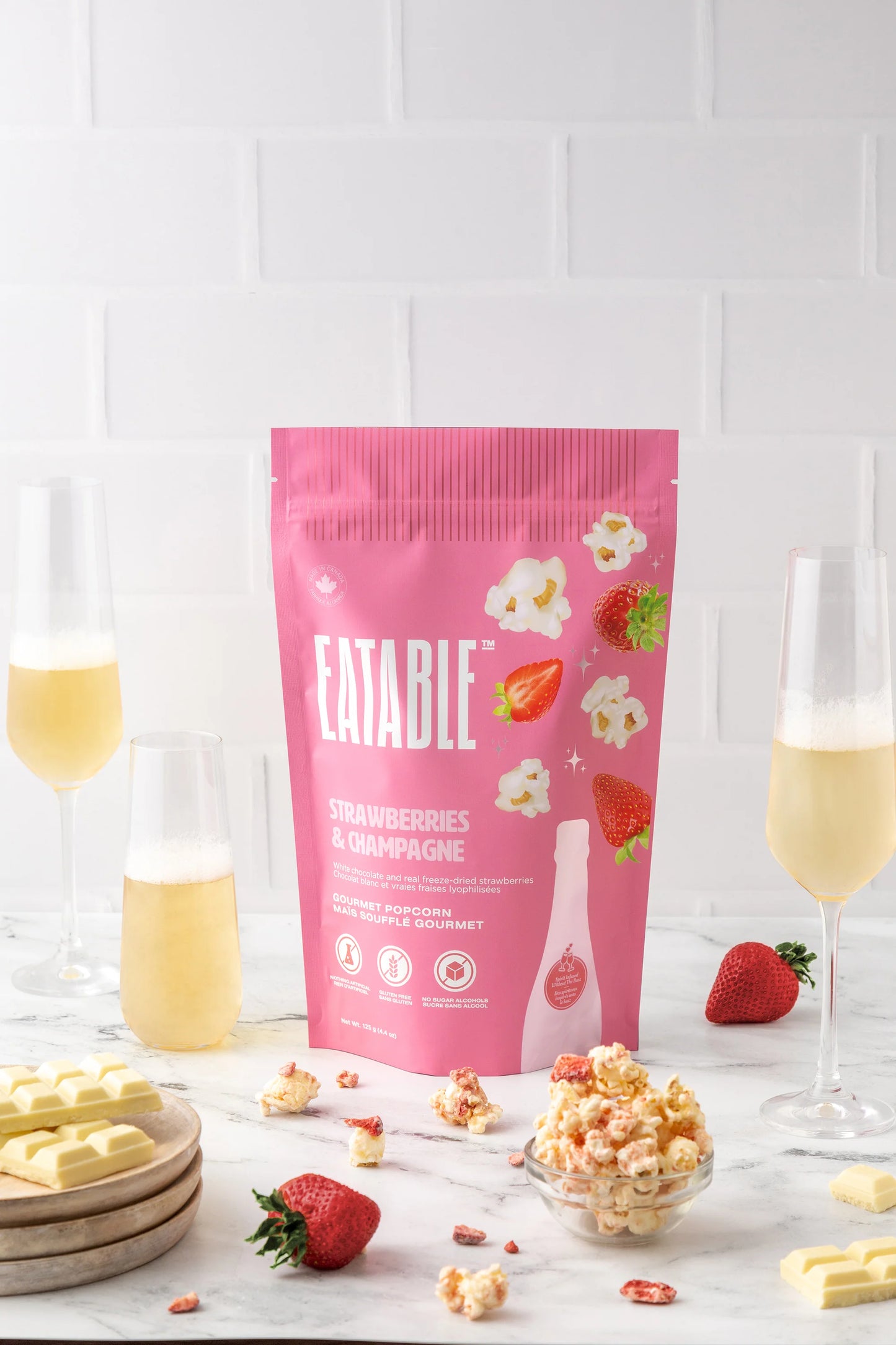 EATABLE - Strawberries & Champagne - White Chocolate Kettle Corn 125G