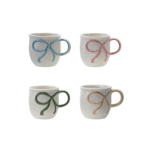 Stoneware Mug with Bow Handle - Assorted