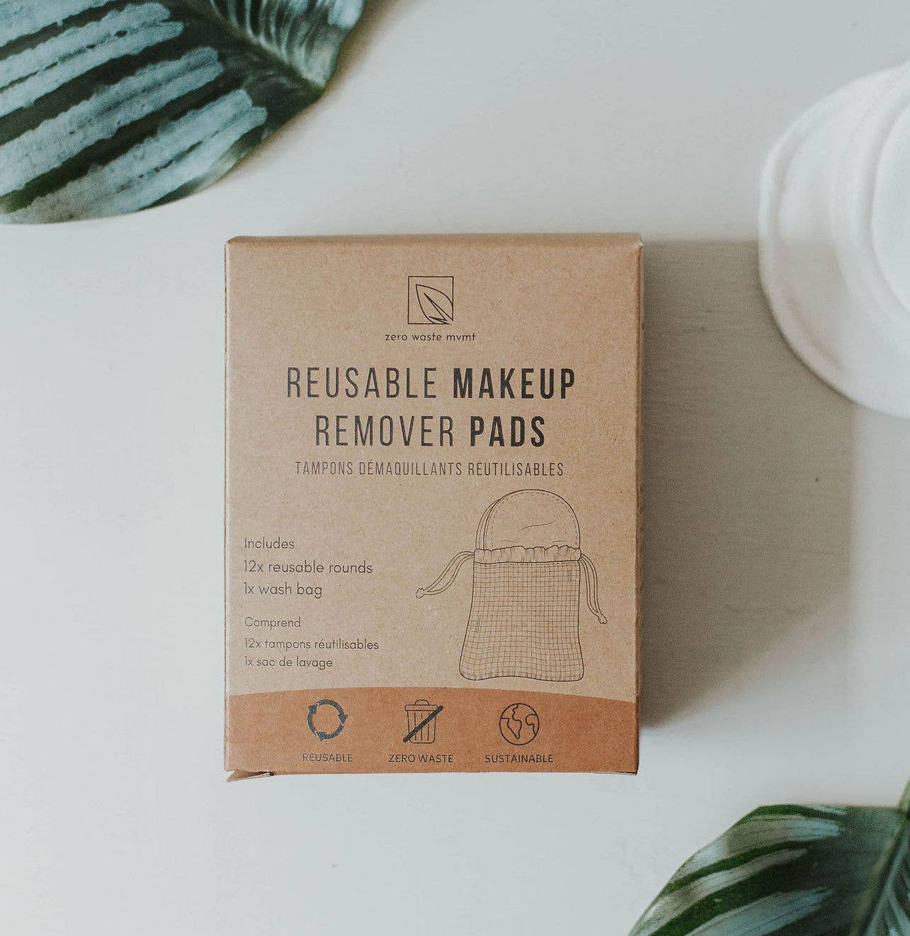12x Reusable Makeup Remover Pads | Organic Bamboo Cotton: Retail Packaging